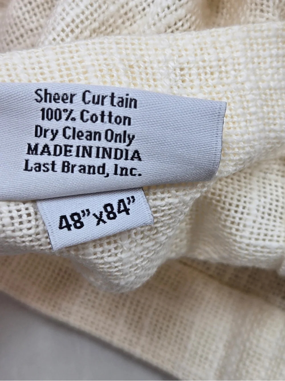 NWT QUINCE Set Of 4 48x84 Cotton Sheer Curtains Ivory 1082
